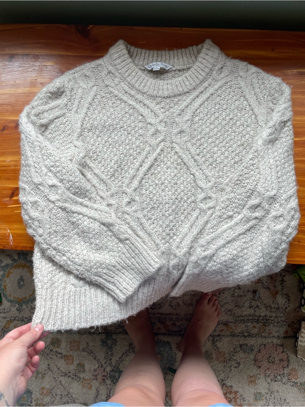 Cozy Cable Knit Sweater - Cream fisherman style wool blend